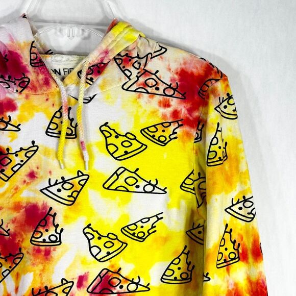 On Fire Large Hoodie Pizza Pizzazz Tie Dye All Over Print Yellow Red 1015 - Picture 4 of 12